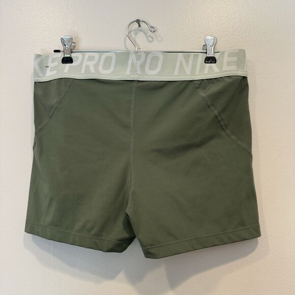 Nike Pro Dri-Fit Shorts Stretch 3" inseam Gym Women XXL Sage Green AO9977-326 - Picture 7 of 8